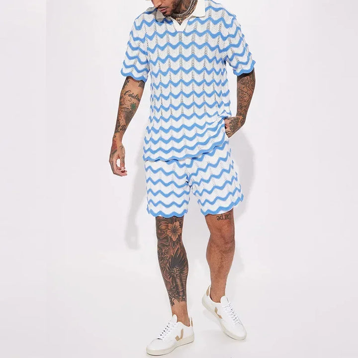 Poitiers™ - Ensemble chemises et shorts en tricot imprimés pour hommes, nouvelle collection été