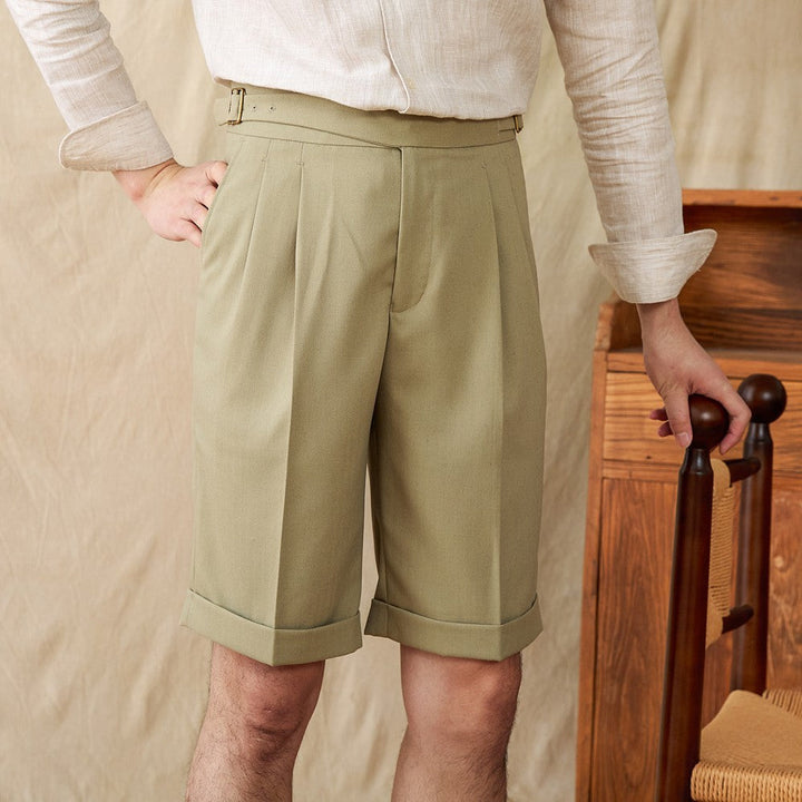 Roma Linen Blend Gurka Pleated Bermudas
