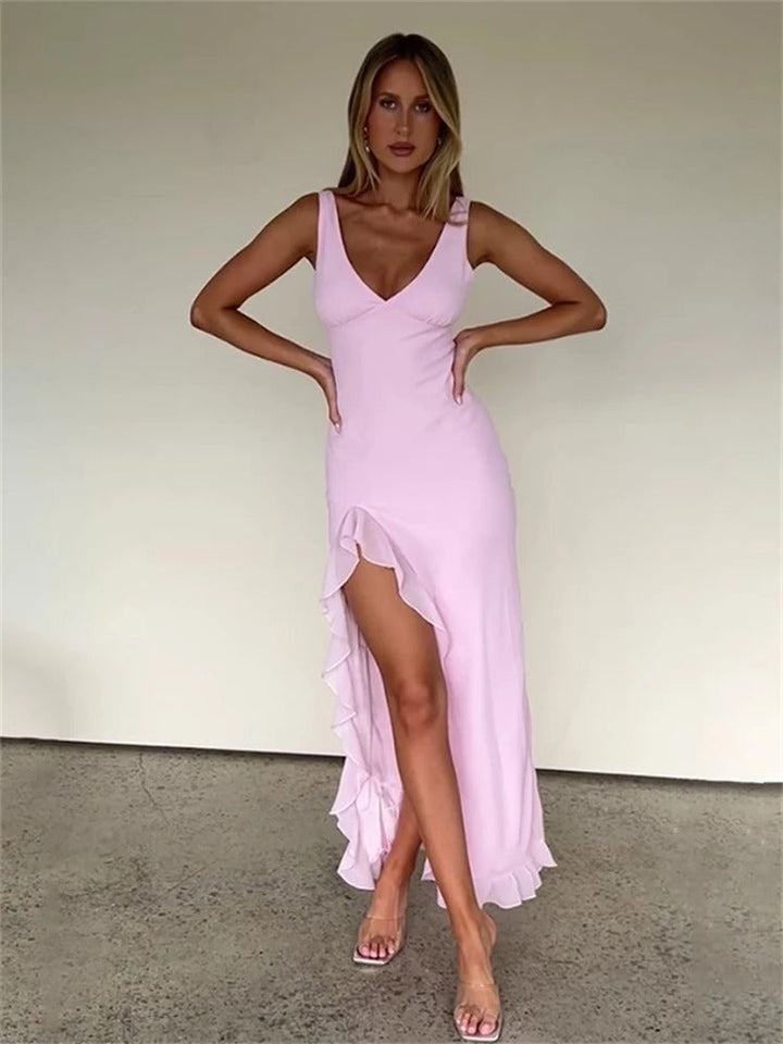 Océane™ – Robe midi élégante avec fente latérale