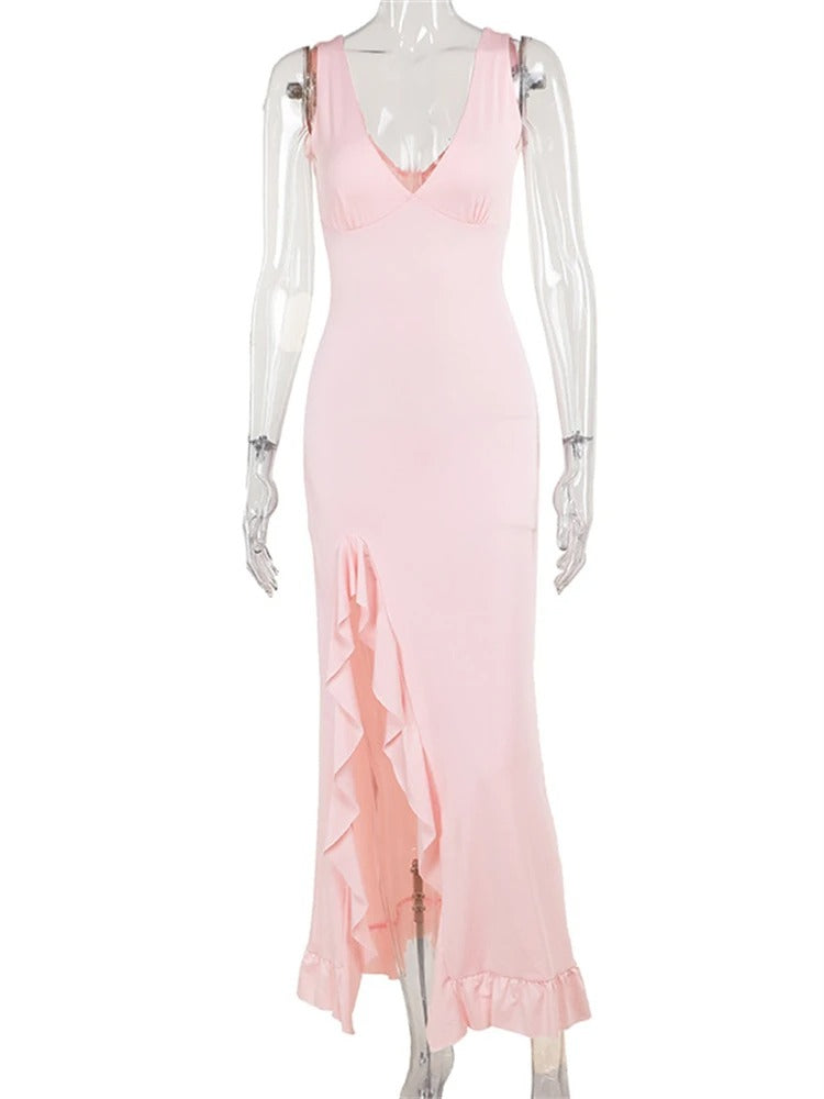 Océane™ – Robe midi élégante avec fente latérale