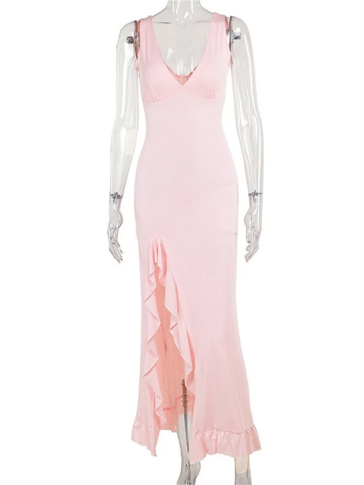 Océane™ – Robe midi élégante avec fente latérale
